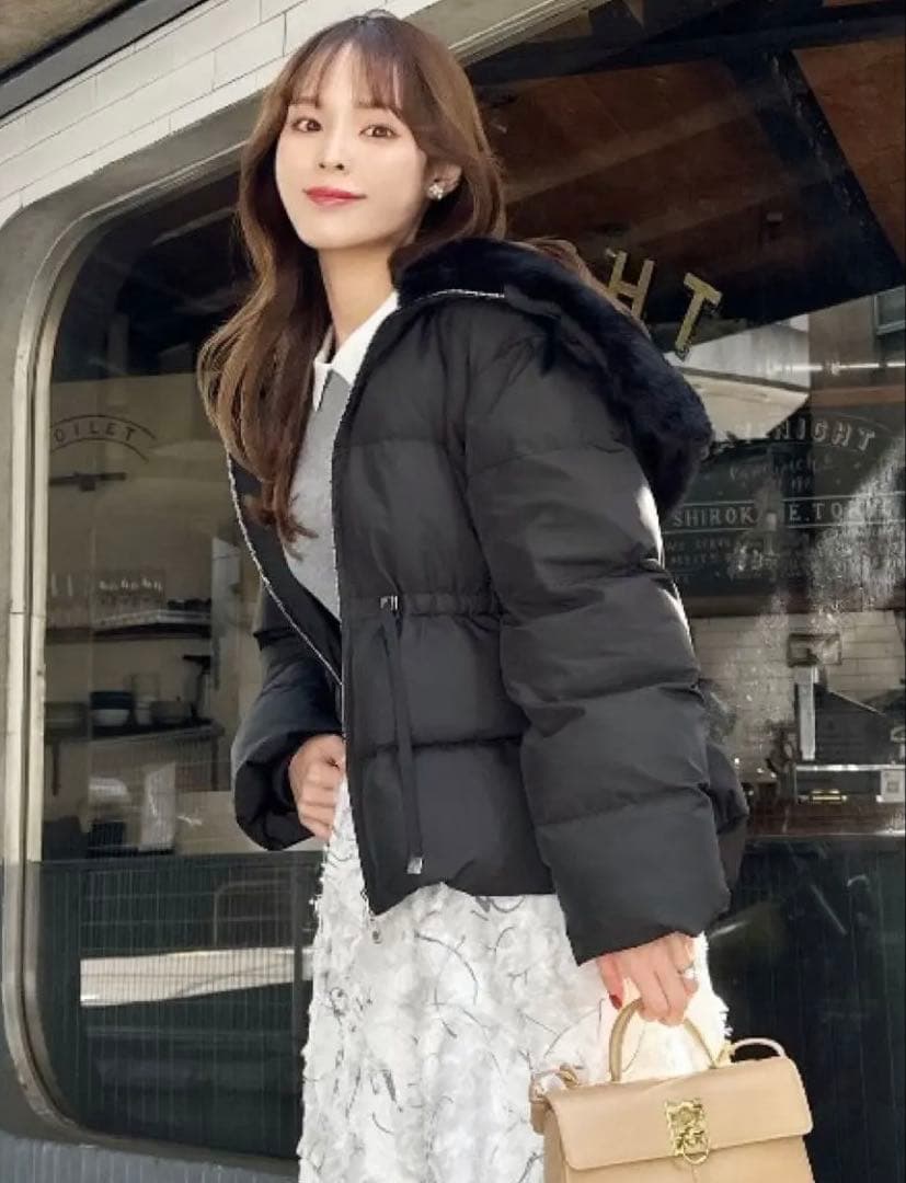 CELFORD セルフォード　ファー衿付き中綿コート　ブラック36