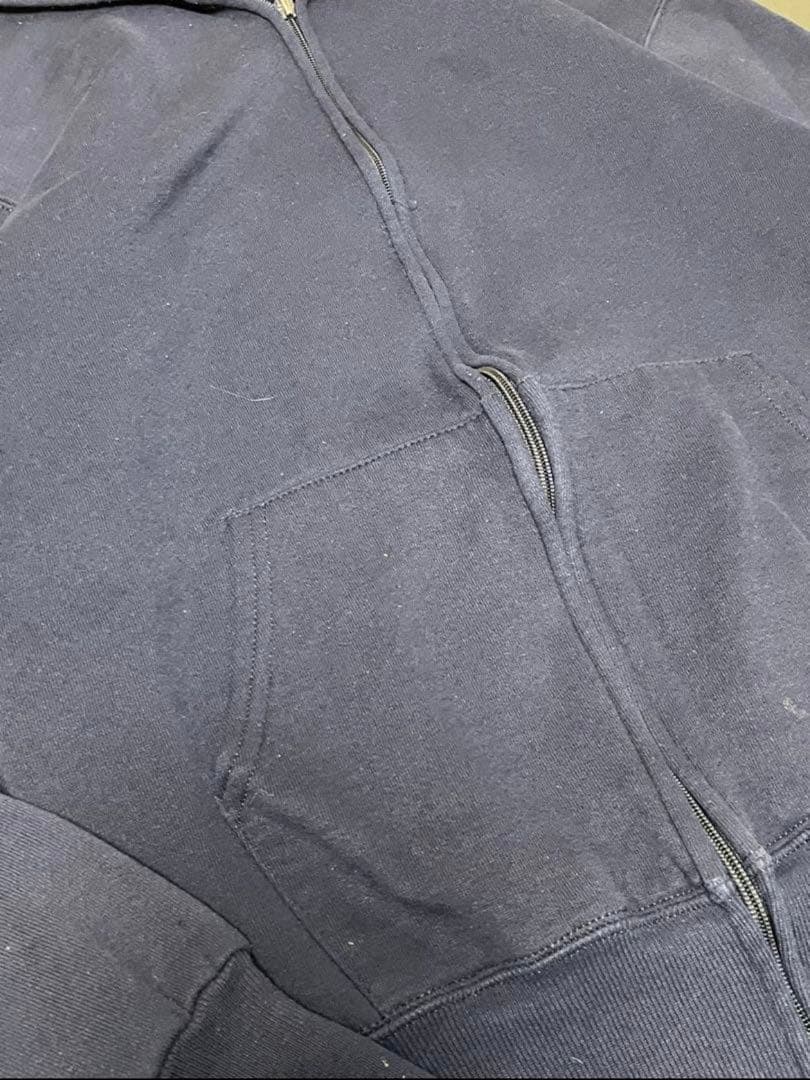 Russell Athletic 90s 無地　ネイビー USA ジップパーカー