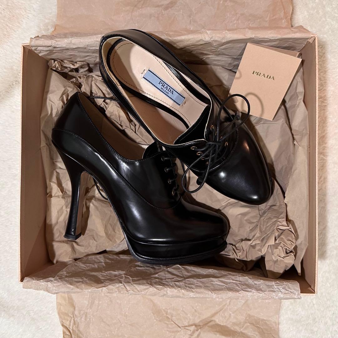 PRADA レースアップショートブーツ 38 1/2