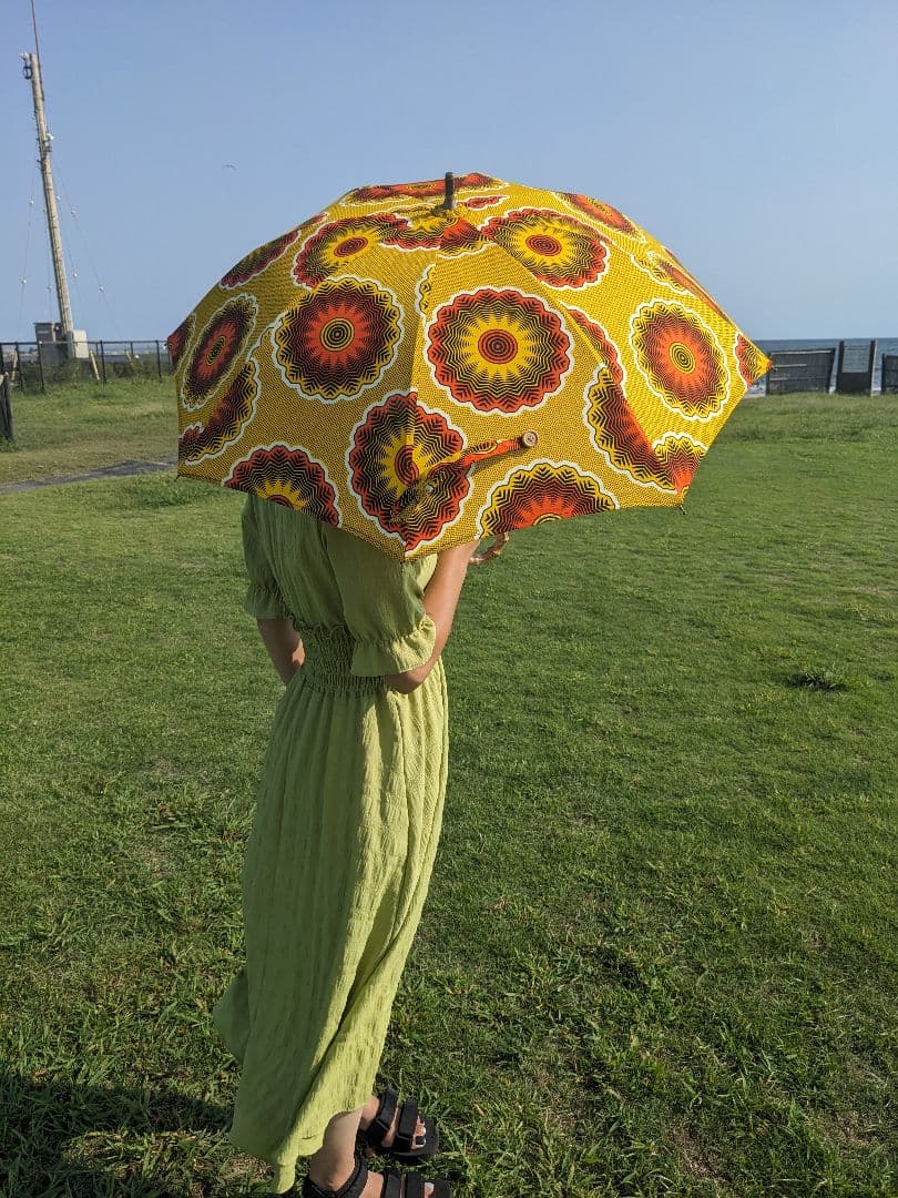 No.57 ハンドメイド　小さな日傘　アフリカンファブリック　イエロー＆オレンジ
