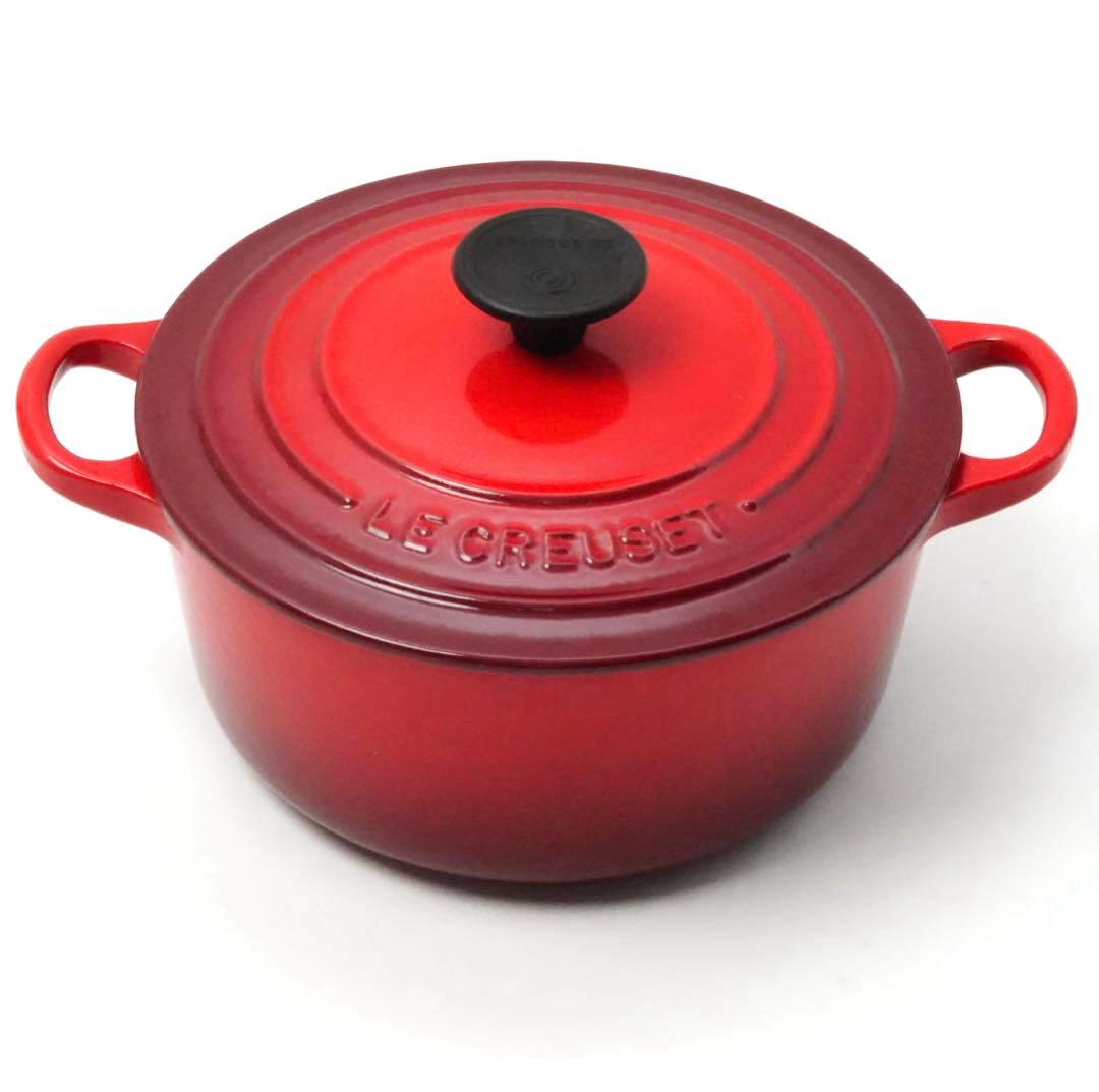 【美品】LE CREUSET　ココット ロンド チェリーレッド　18cm