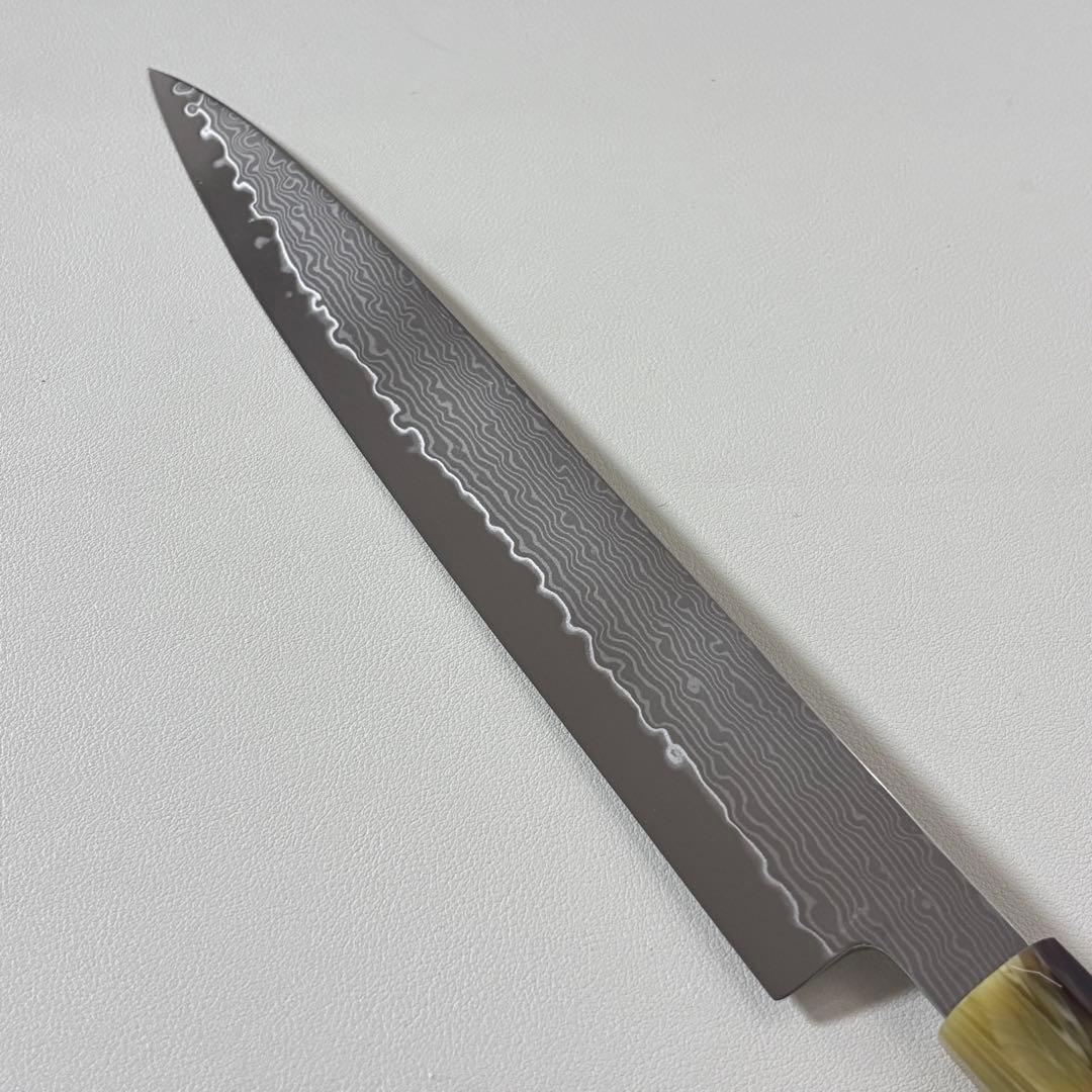 240mm 柳刃包丁 墨流しダマスカス黒檀 本 牛八角柄　刺身包丁 和包丁+