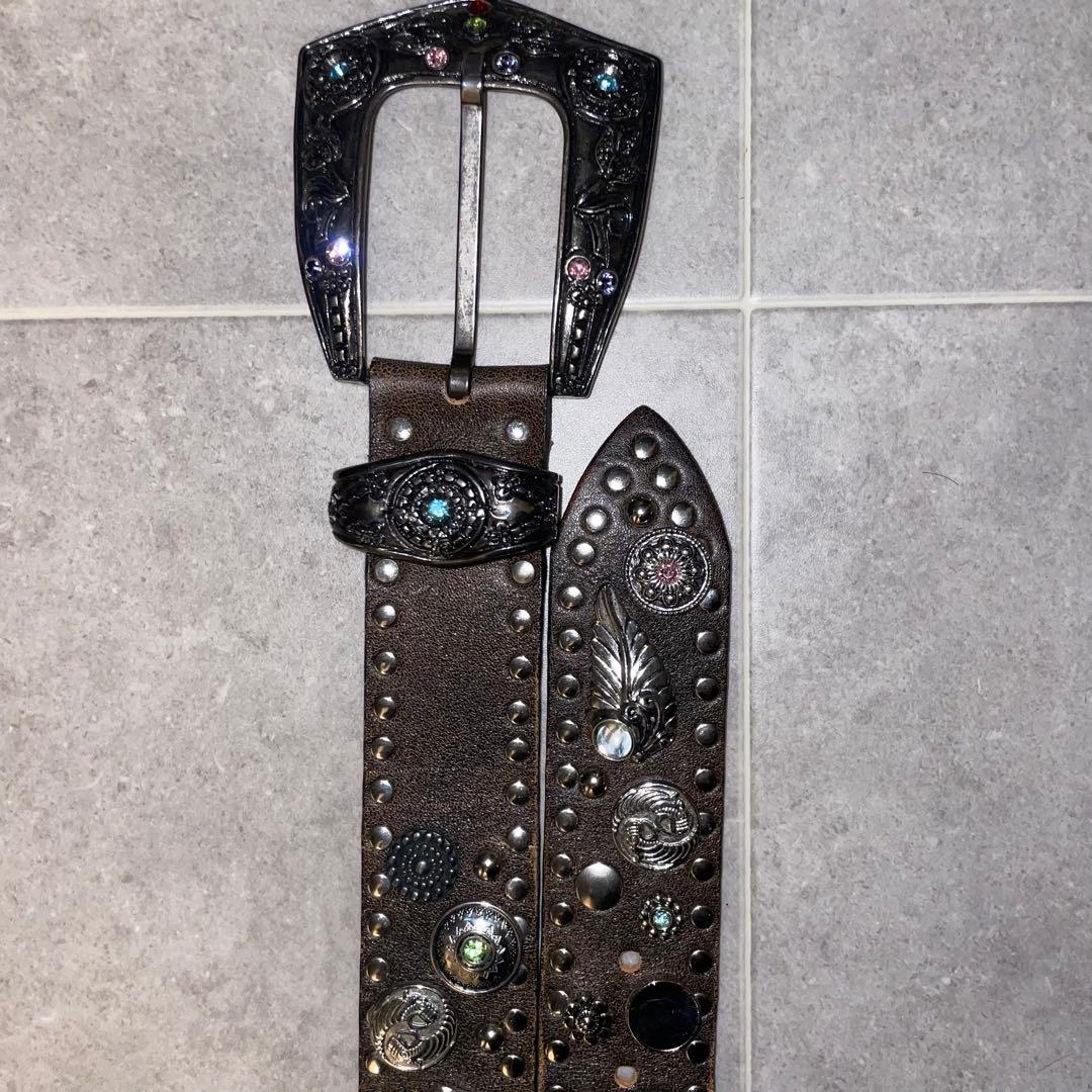 italy nanni ナンニ ベルト レザー コンチョ スタッズ y2k