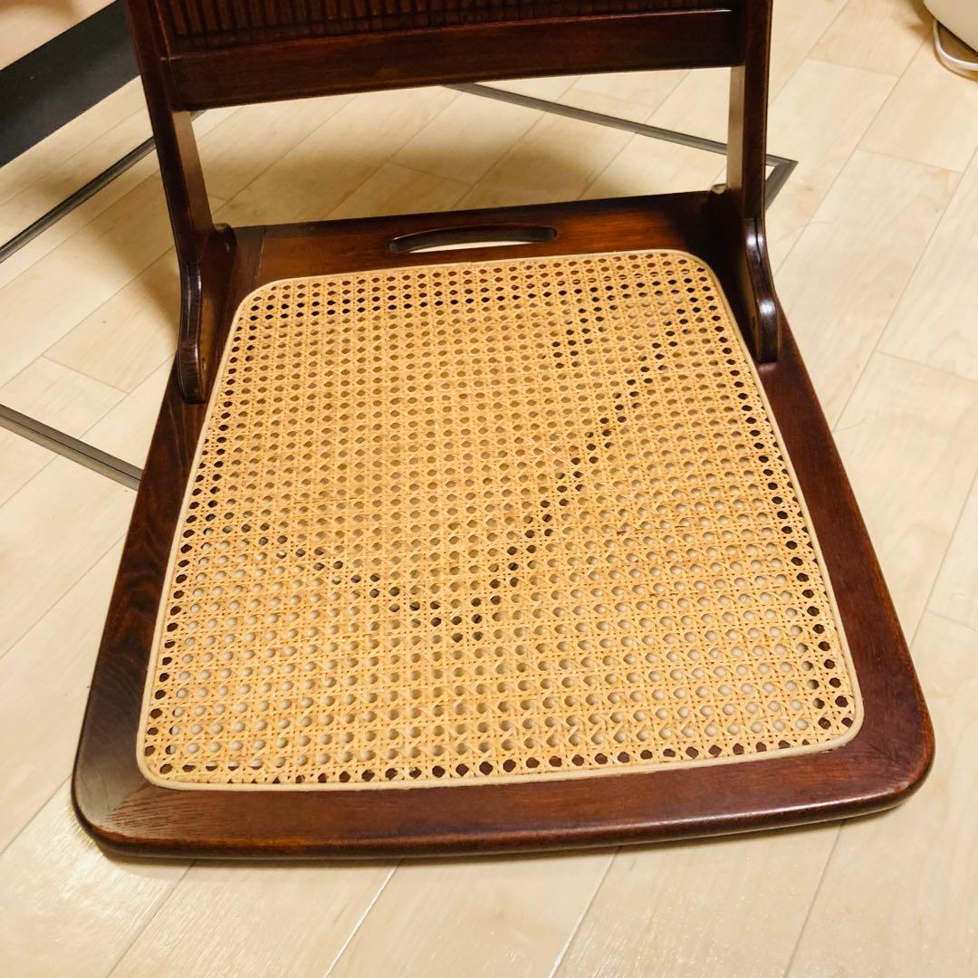 名作　カリモク　KARIMOKU 籐座面　折り畳み 座椅子　1脚