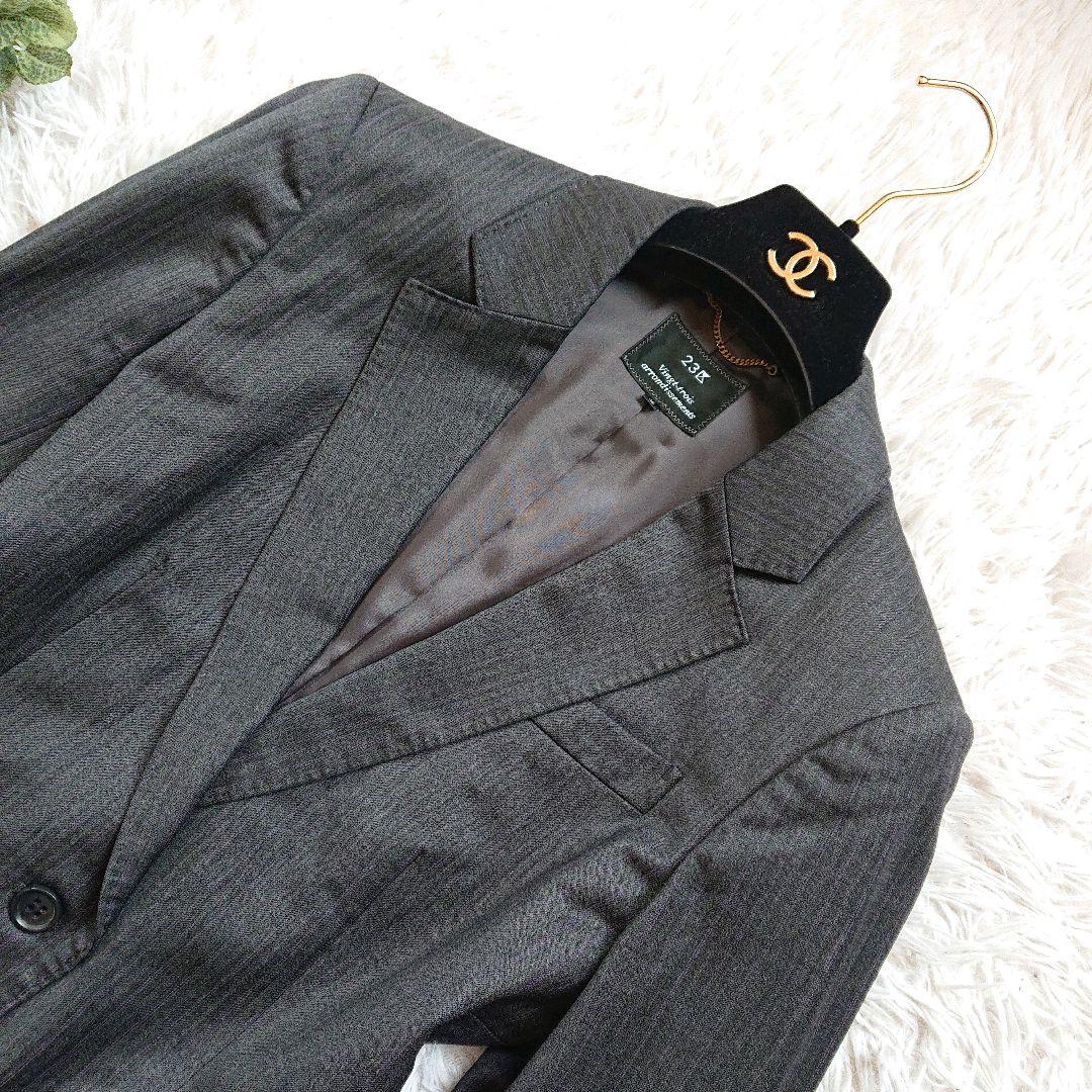 23区 バハリエ ヨーロッパ生地 パンツスーツ ストライプ 大きいサイズ 40