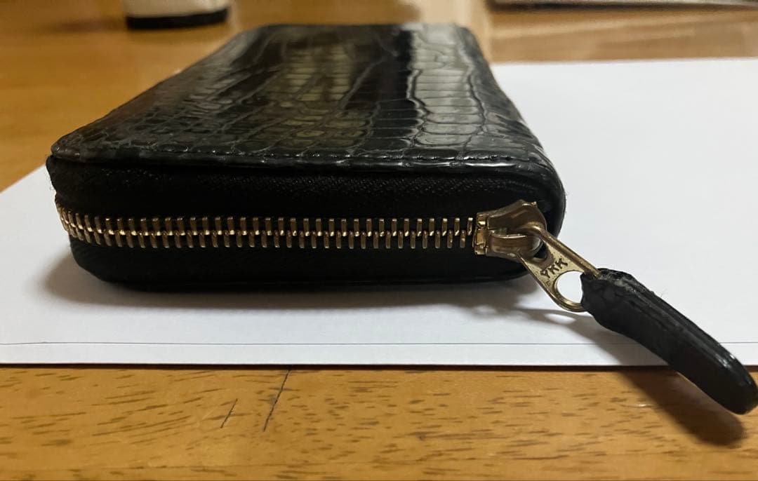 東京クロコダイルレザー 長財布　ナイルクロコセンター取り　アビスブラック