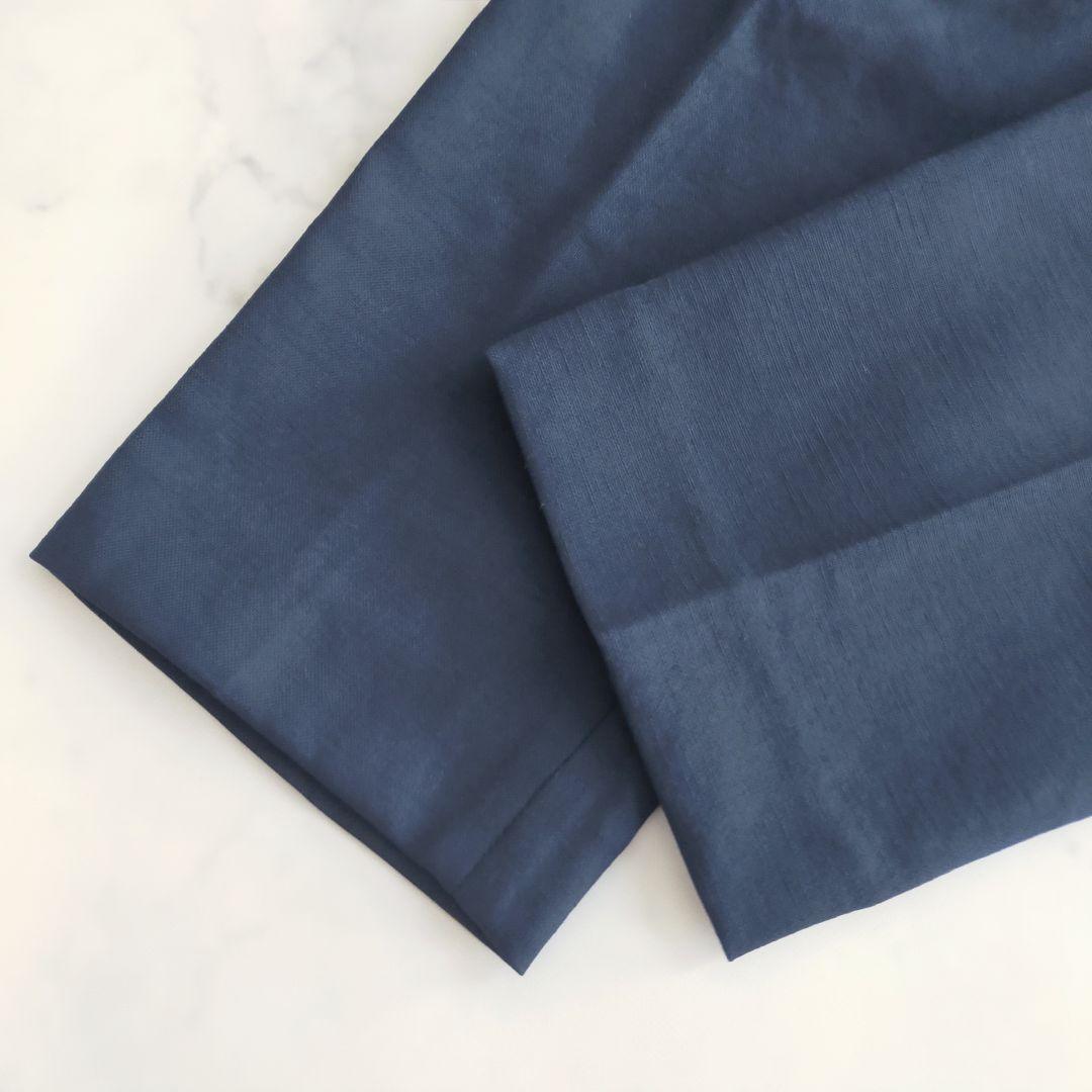 プラステ　リネンブレンド　洗える　パンツスーツセットアップ　ノーカラー　麻混