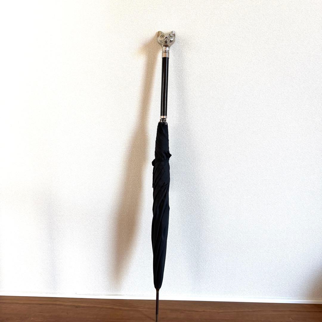 フォクスアンブレラ　狐の頭部デザイン 長傘 黒