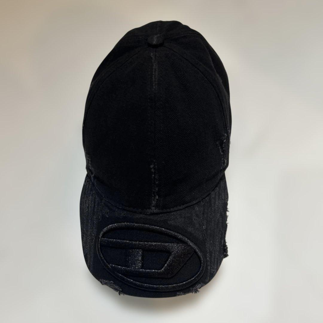 ブラックデニムダメージキャップ