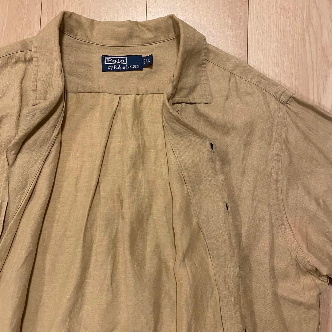 [希少] 90s Ralph Lauren 開襟シャツ シルク リネン