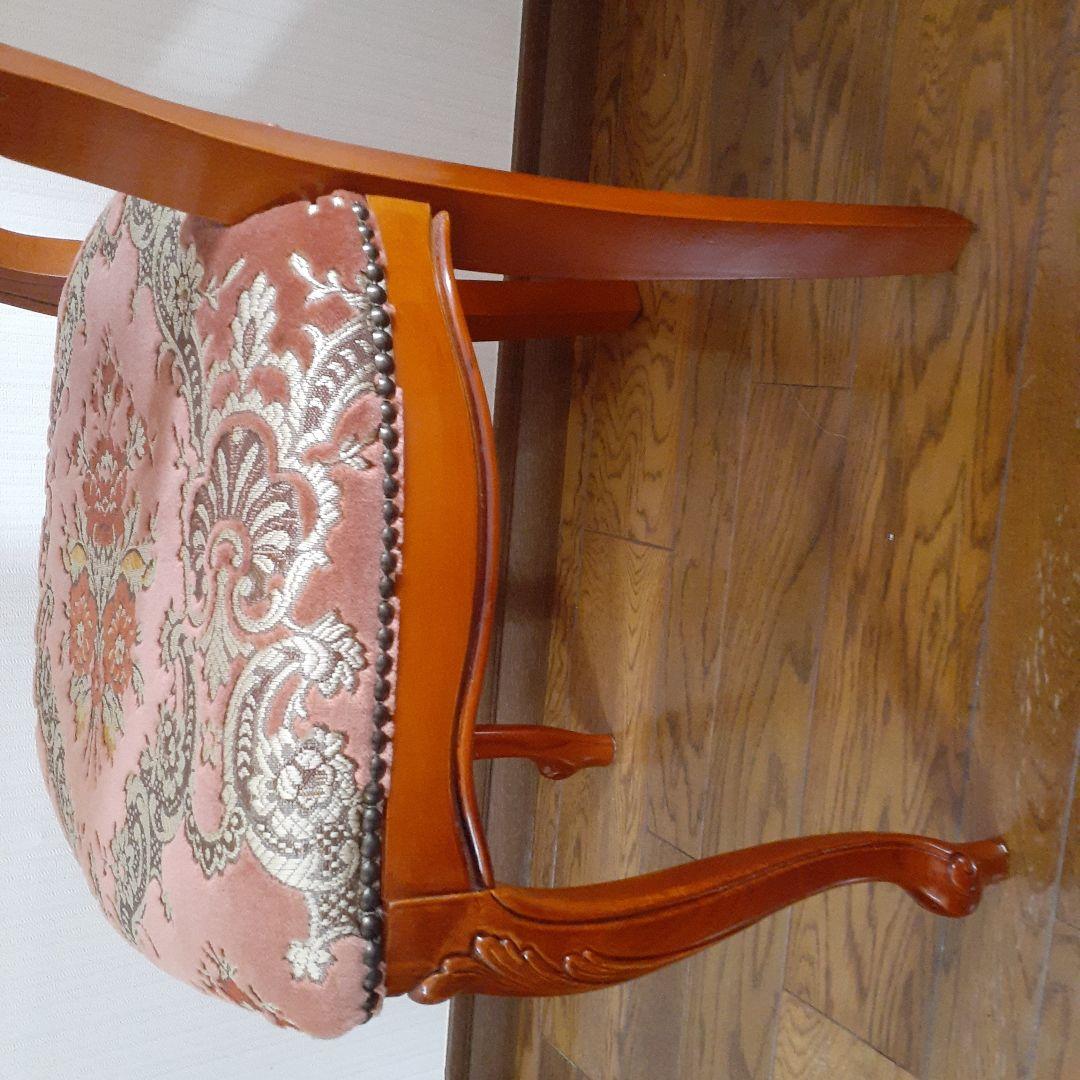 きいろ☆イタリア製輸入家具☆赤色系ダイニング猫足椅子☆アンティーク