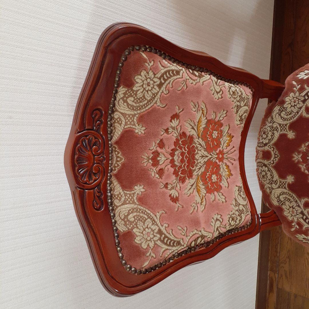 きいろ☆イタリア製輸入家具☆赤色系ダイニング猫足椅子☆アンティーク