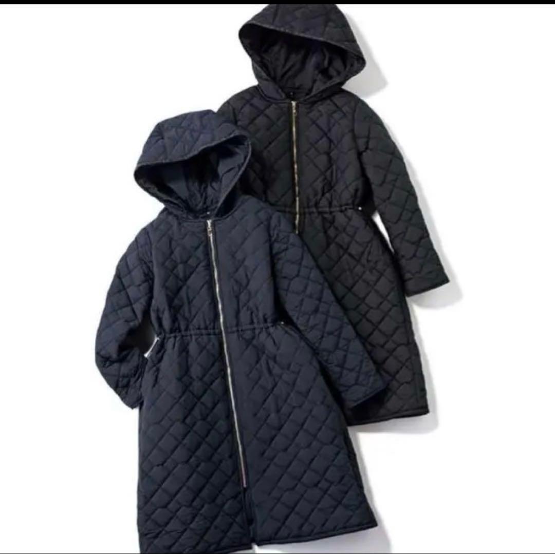 THREE SQUARE キルティングフーディコート /very