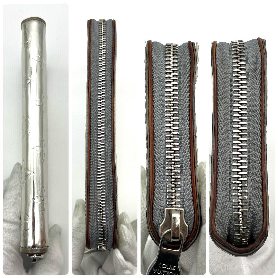 ルイヴィトン モノグラム ミロワール ヴェルティカル シルバー 長財布 A666