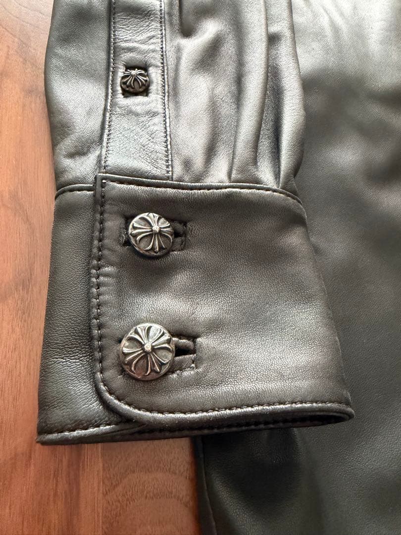 CHROME HEARTS クロムハーツ　ウェスタンレザーシャツ　ブラック