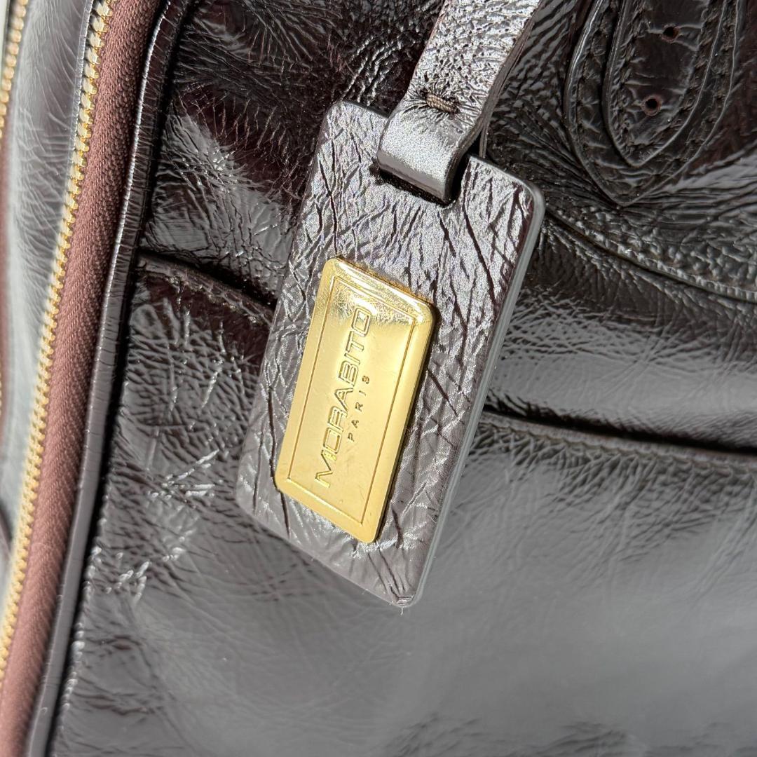 17669✨モラビト ビジュー パテントレザー ハンドバッグ ミニボストンバッグ