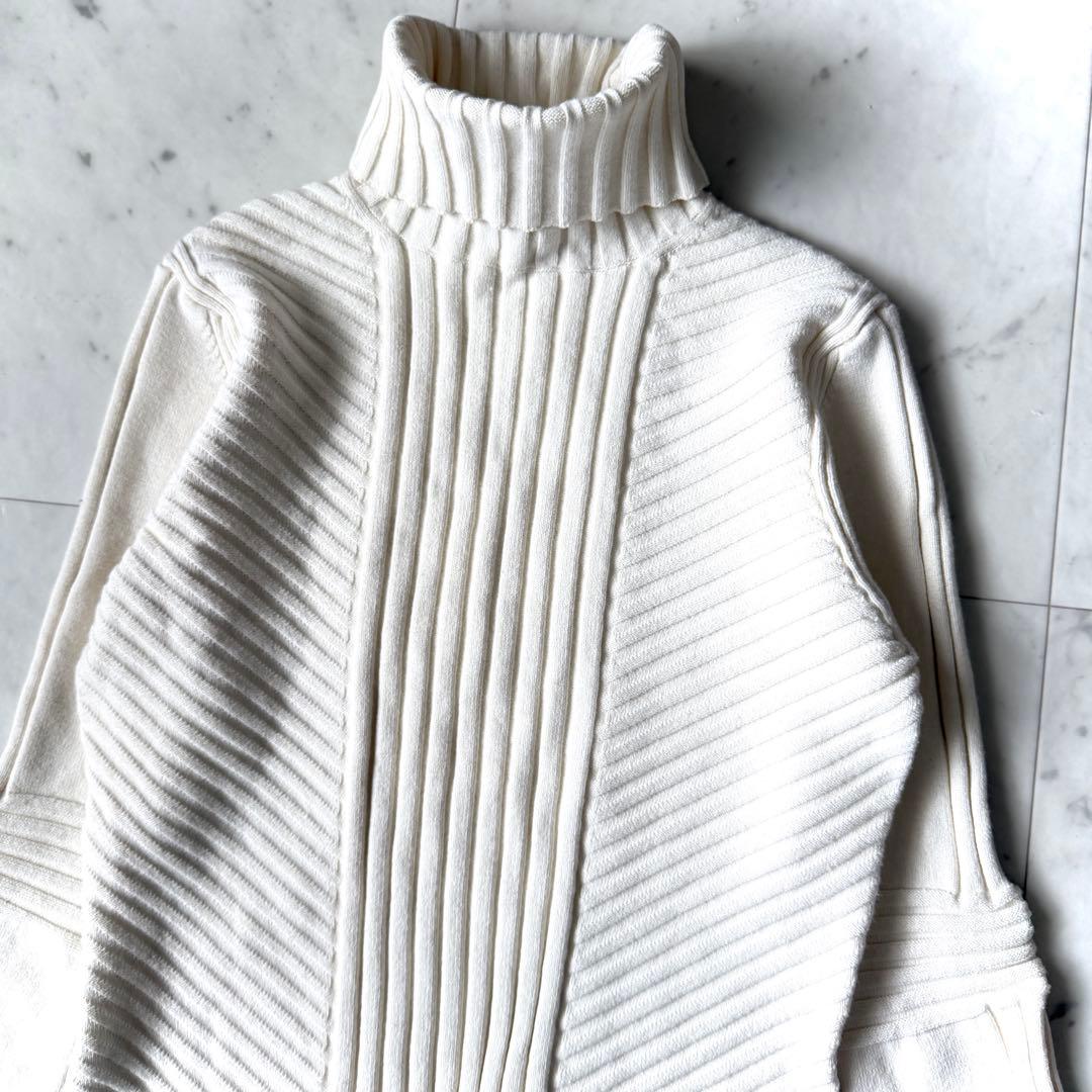 美品 トリーバーチ もっちり リブタートルネックニット ホワイト セーター