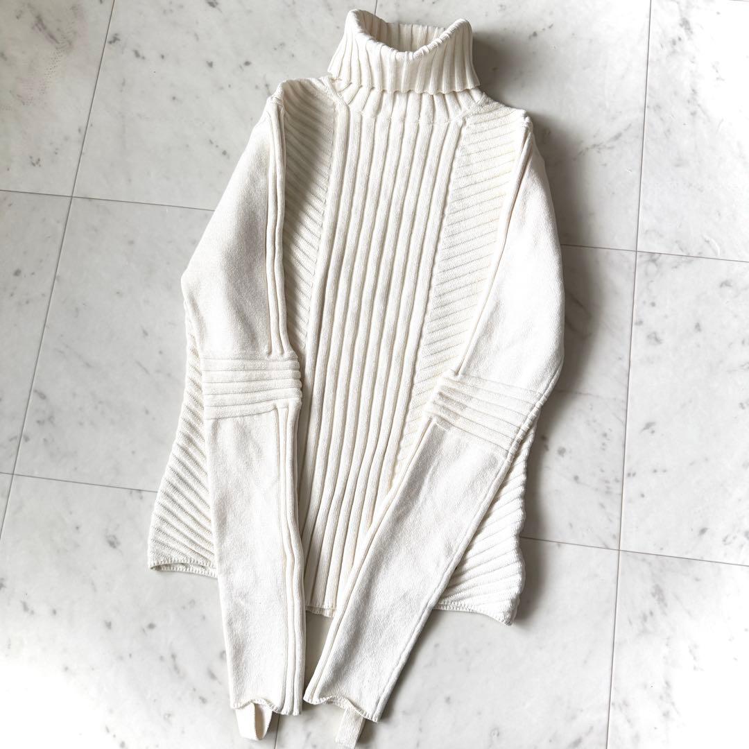 美品 トリーバーチ もっちり リブタートルネックニット ホワイト セーター