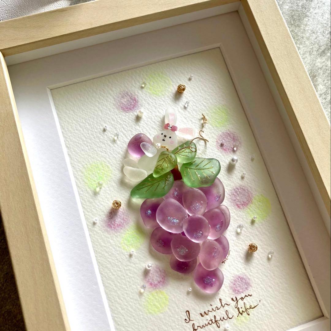 いちご　オーダー受付　シーグラス／天然石／フレームアート／手描き