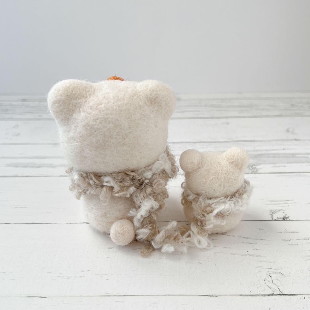雪だるまくまちゃんセット（ベージュ）　羊毛フェルト