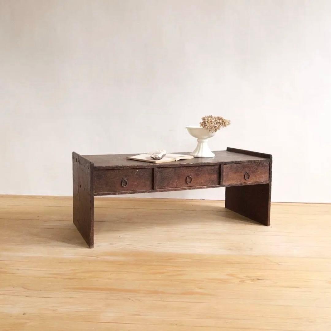 古道具 小引き出し付き 文机 ローデスク 木製