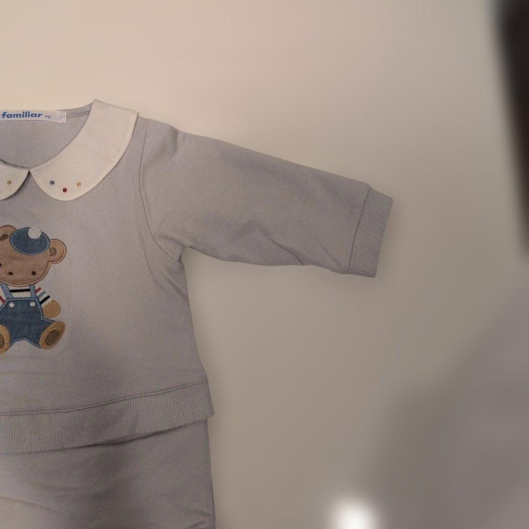 familiar ブルー ロンパース 70　水通しのみ✨️