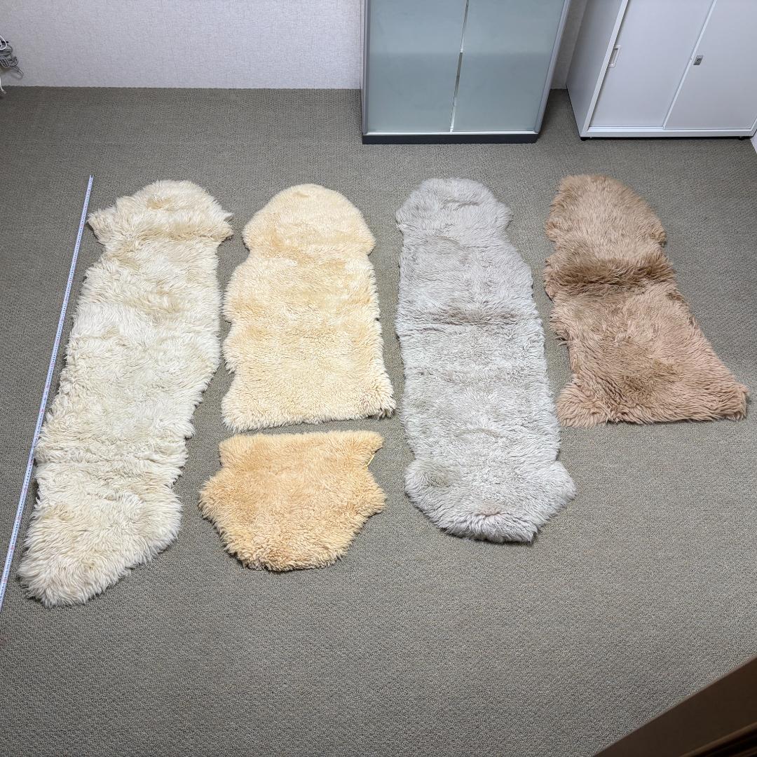 【5点セット】大判 ムートン ラグカーペット 羊毛