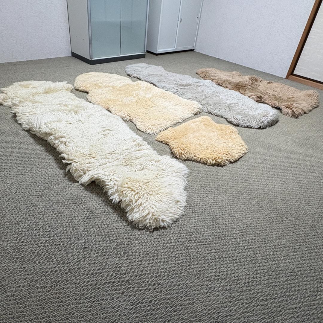 【5点セット】大判 ムートン ラグカーペット 羊毛
