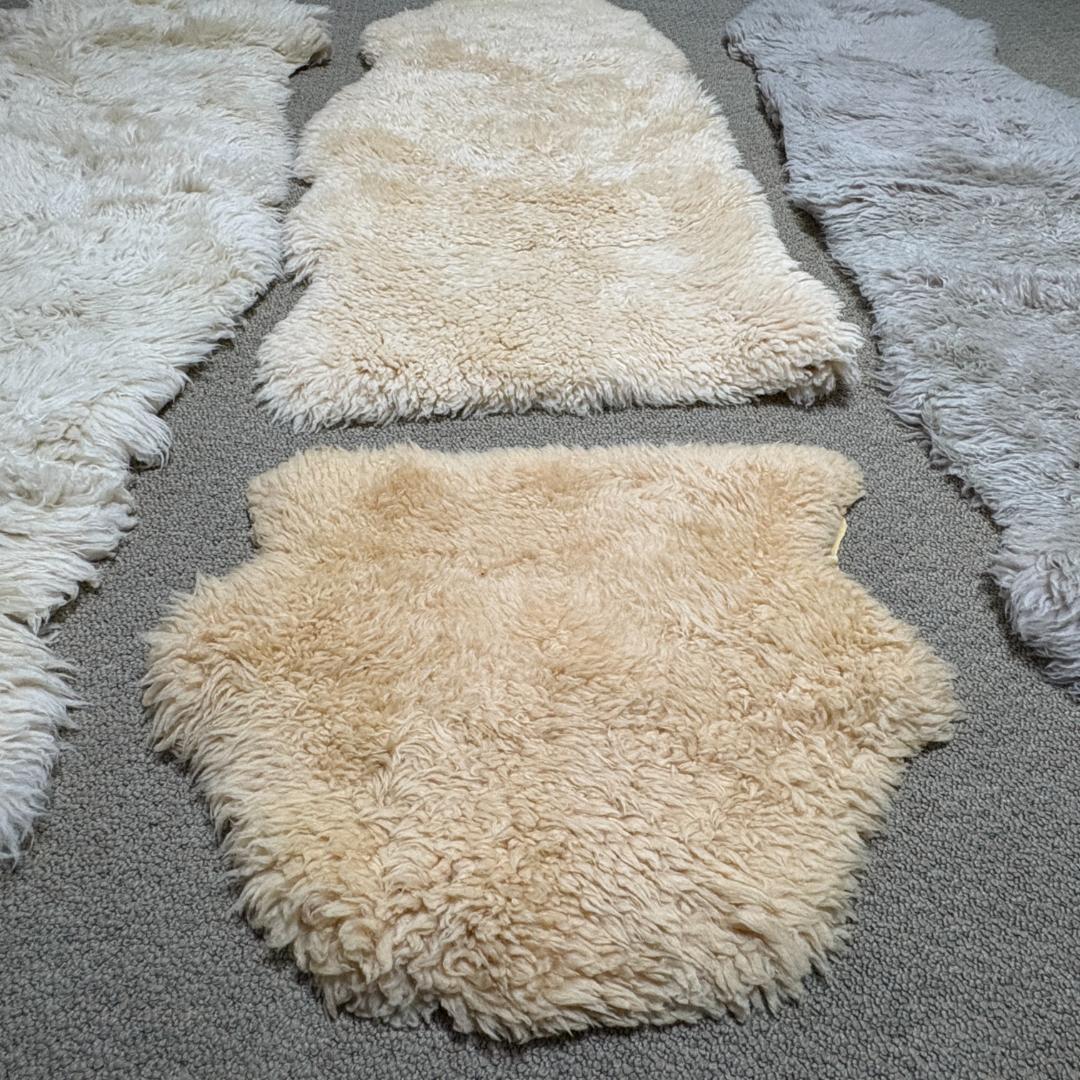【5点セット】大判 ムートン ラグカーペット 羊毛