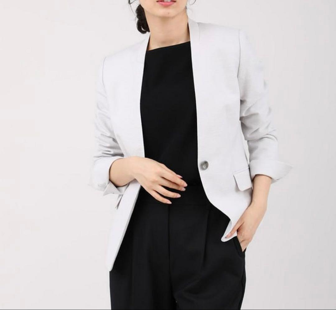 プラステ　セットアップスーツ　ウォッシャブル　スラブストレッチ　ノーカラー　XS