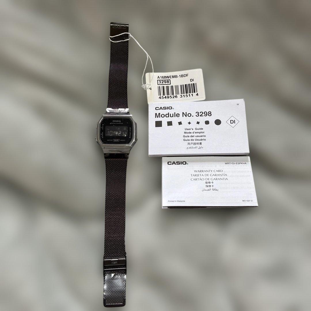 CASIO デジタル腕時計 A168WEMB-1BDF 3298 ブラック