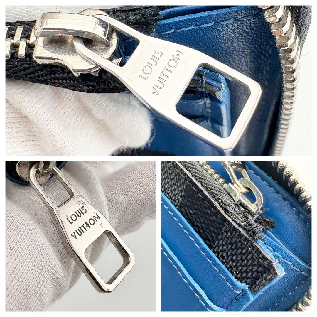 【美品✨】ルイヴィトン ジッピー ヴェルティカル ダミエグラフィット 青 ブルー