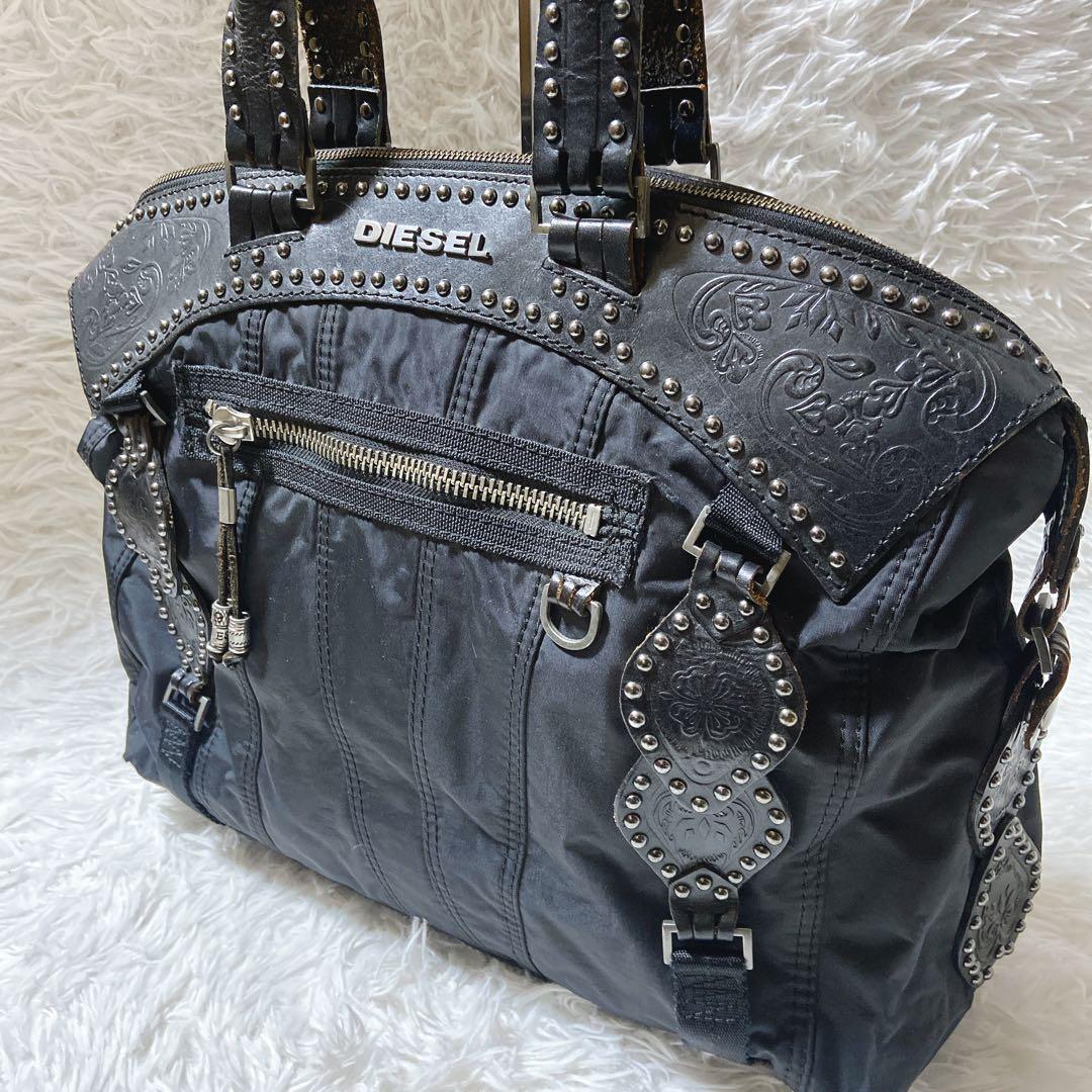 もも ⭐️ディーゼル　トートバッグ　ナイロン　レザー　大容量　A4サイズ