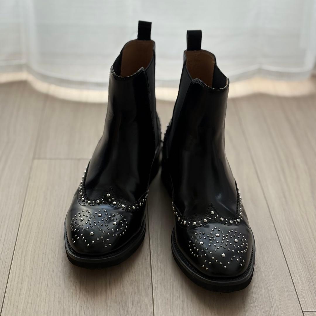 アルテサノス　スペイン　スタッズサイドゴアブーツ　黒　38