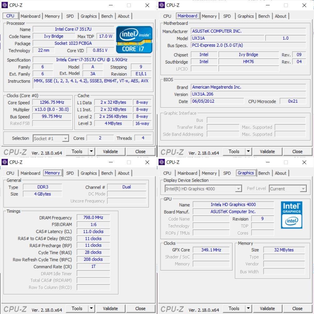 Windowsノート本体 ASUS ZENBOOK UX31A Core i7 Windows11