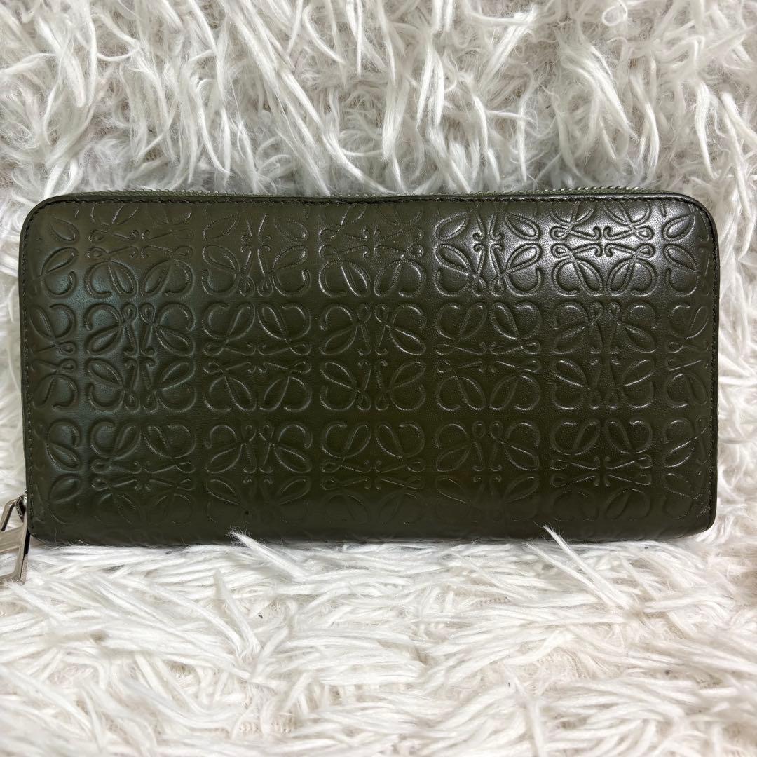 ✨極美品/付属品付✨ロエベ 長財布 リピート アナグラム ジップアラウンド 緑