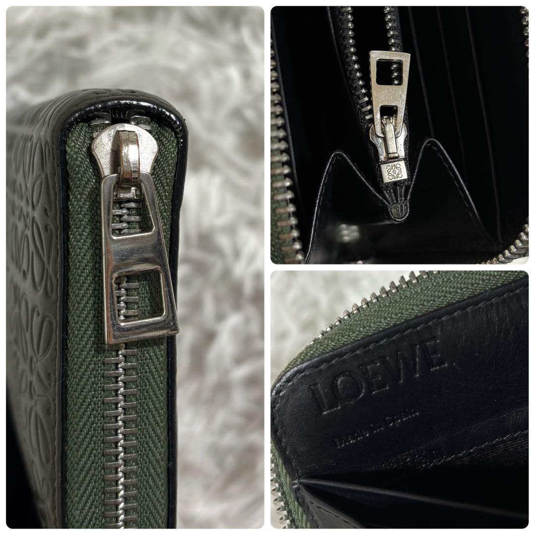✨極美品/付属品付✨ロエベ 長財布 リピート アナグラム ジップアラウンド 緑