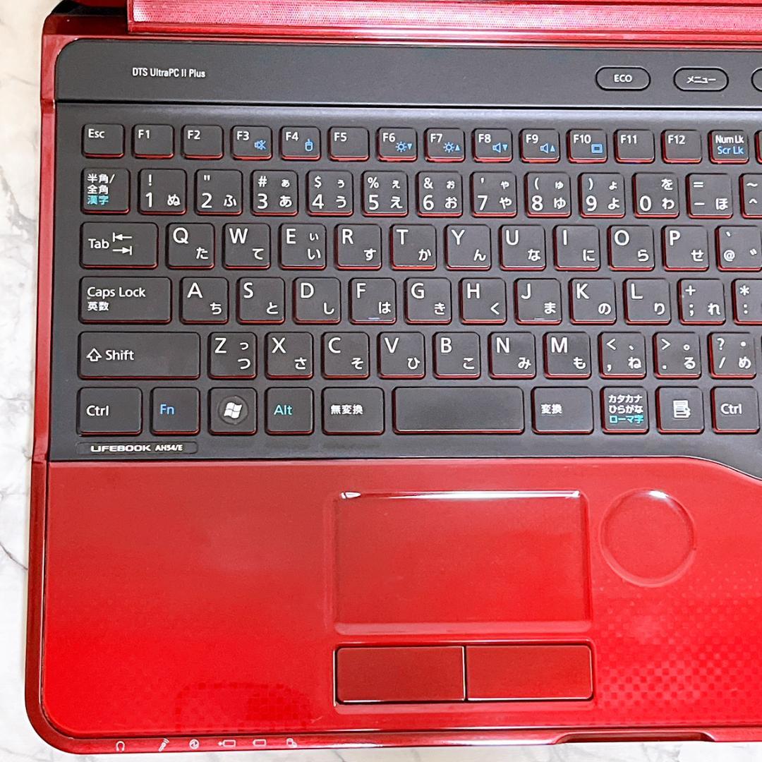 Windows11✨爆速SSDノートパソコン赤✨カメラ・Office付き✨富士通