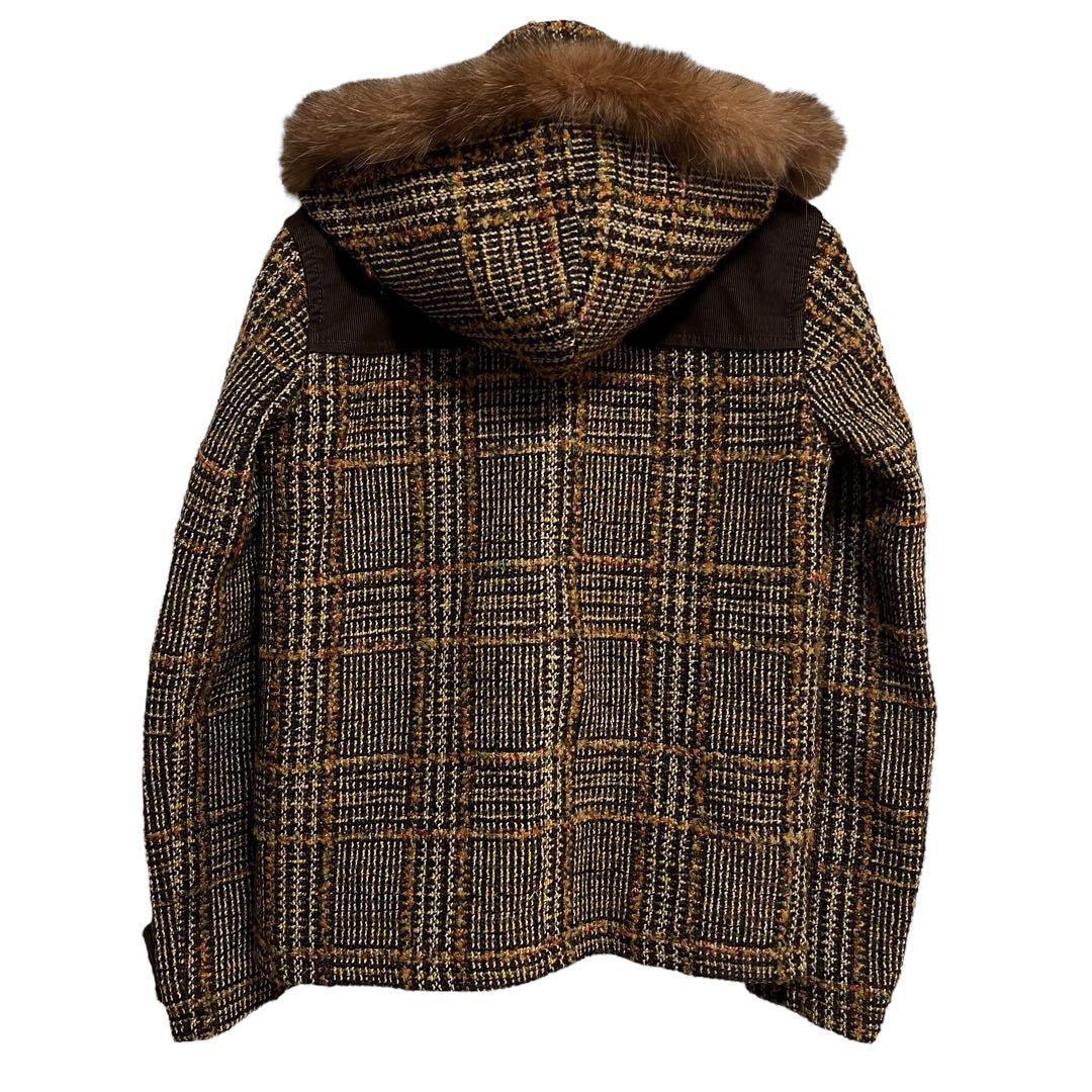 D&G /ツイード ダッフル ジャケットコート 茶系 国内正規品 a442