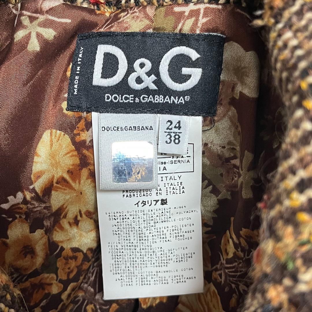 D&G /ツイード ダッフル ジャケットコート 茶系 国内正規品 a442