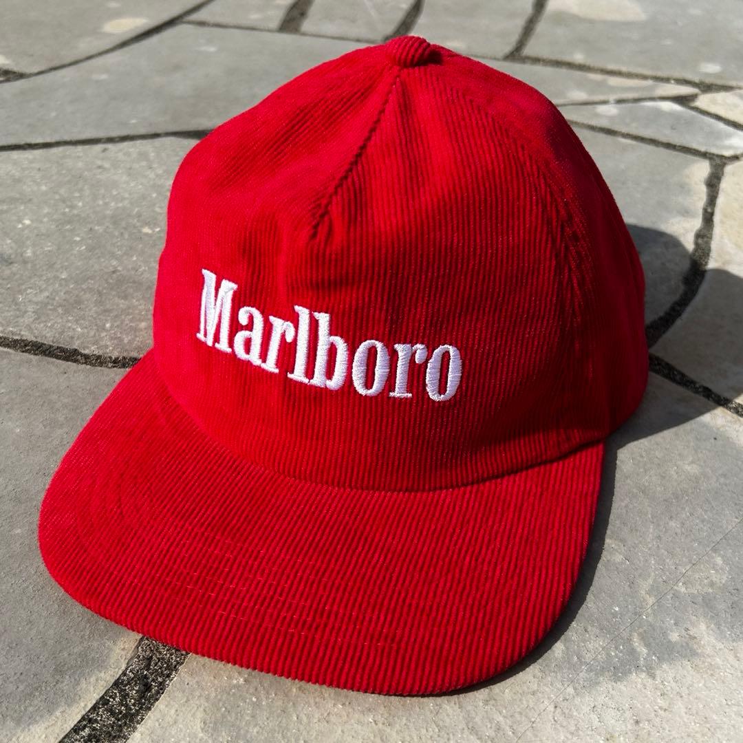 80s 90s Marlboro コーデュロイキャップ 刺繍ロゴ　マルボロ