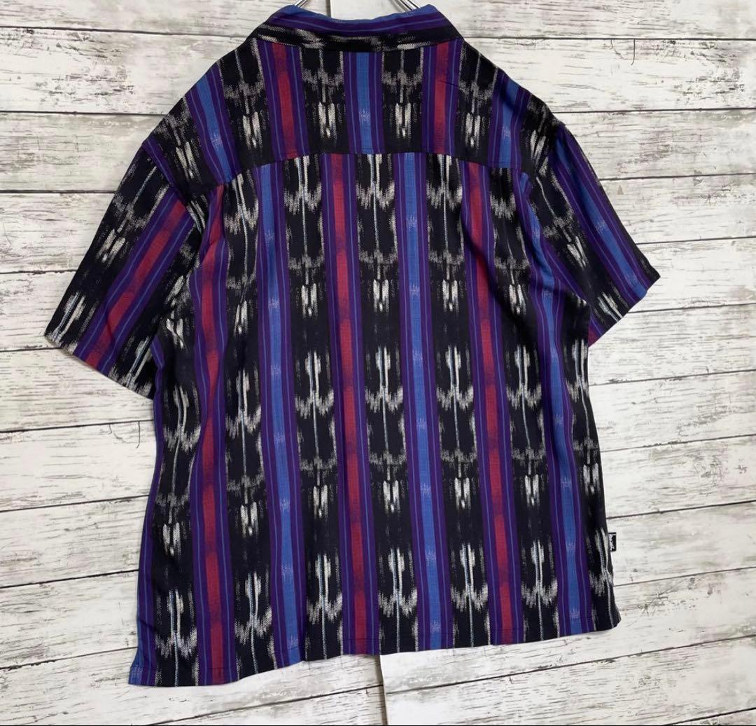 1/18まで　ステューシー 総柄 開襟 シャツ 刺繍ロゴ 入手困難XL 530