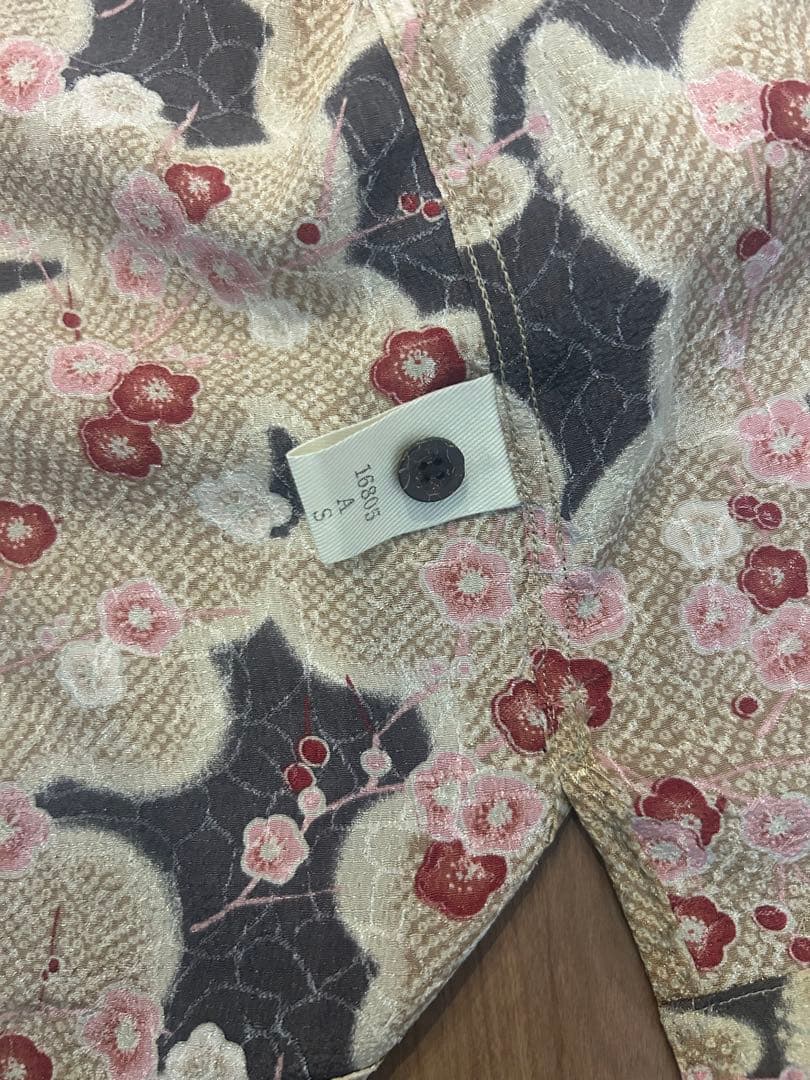 Yashiki SAMURAI JEANS 梅の花柄　長袖アロハシャツ　S