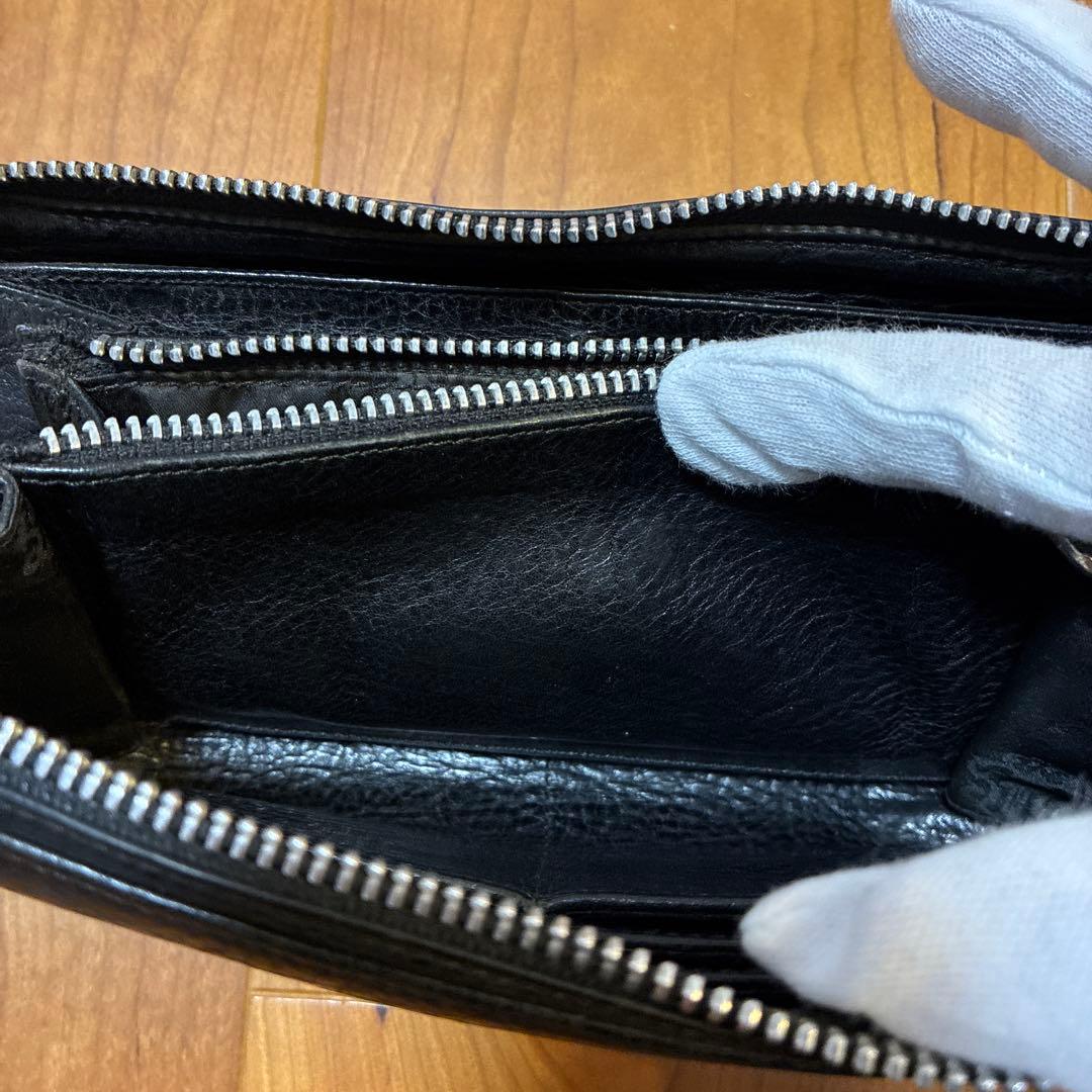 クロムハーツ REC F ZIP ブラック　レザー プレーン 長財布