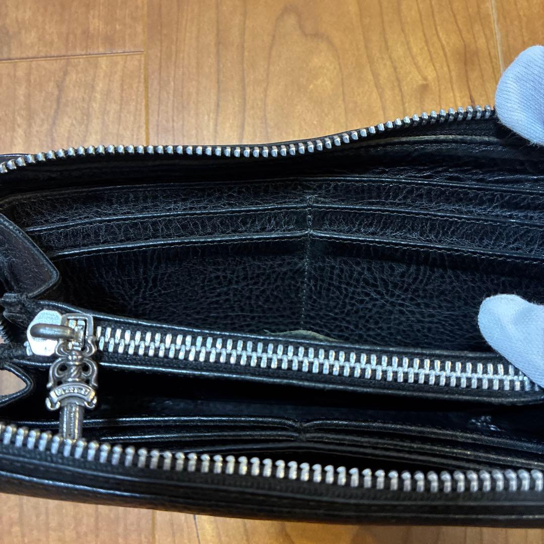 クロムハーツ REC F ZIP ブラック　レザー プレーン 長財布