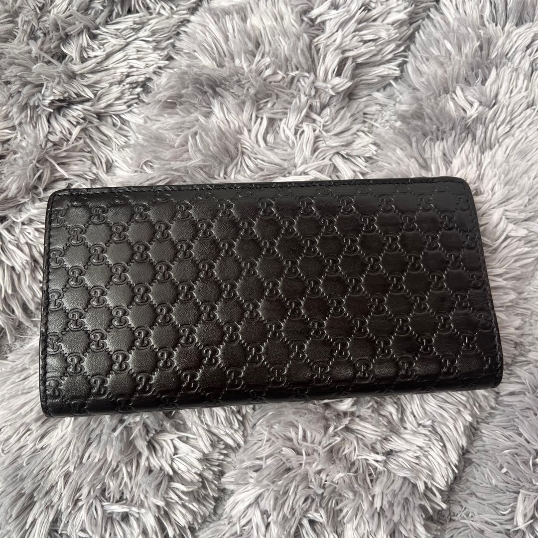 美品✨GUCCI マイクロシマ　軽量　長財布　ダークブラウン　メンズ