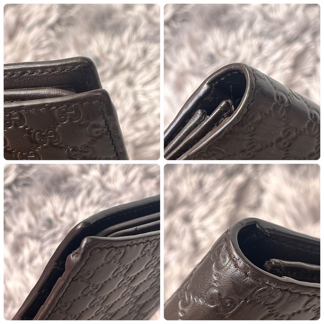 美品✨GUCCI マイクロシマ　軽量　長財布　ダークブラウン　メンズ