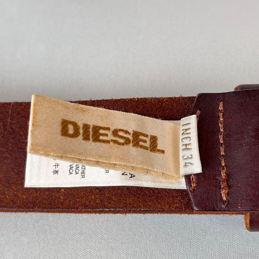 DIESEL レザーベルト 本革 ブラウン 85/34