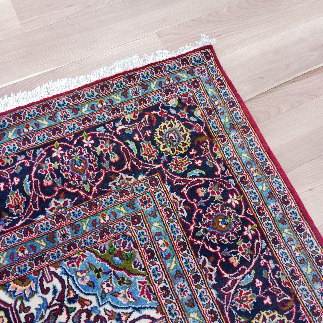 Y3053 高級ペルシャ絨毯 カシャーン産 ウール100% 手織 大判 299㎝