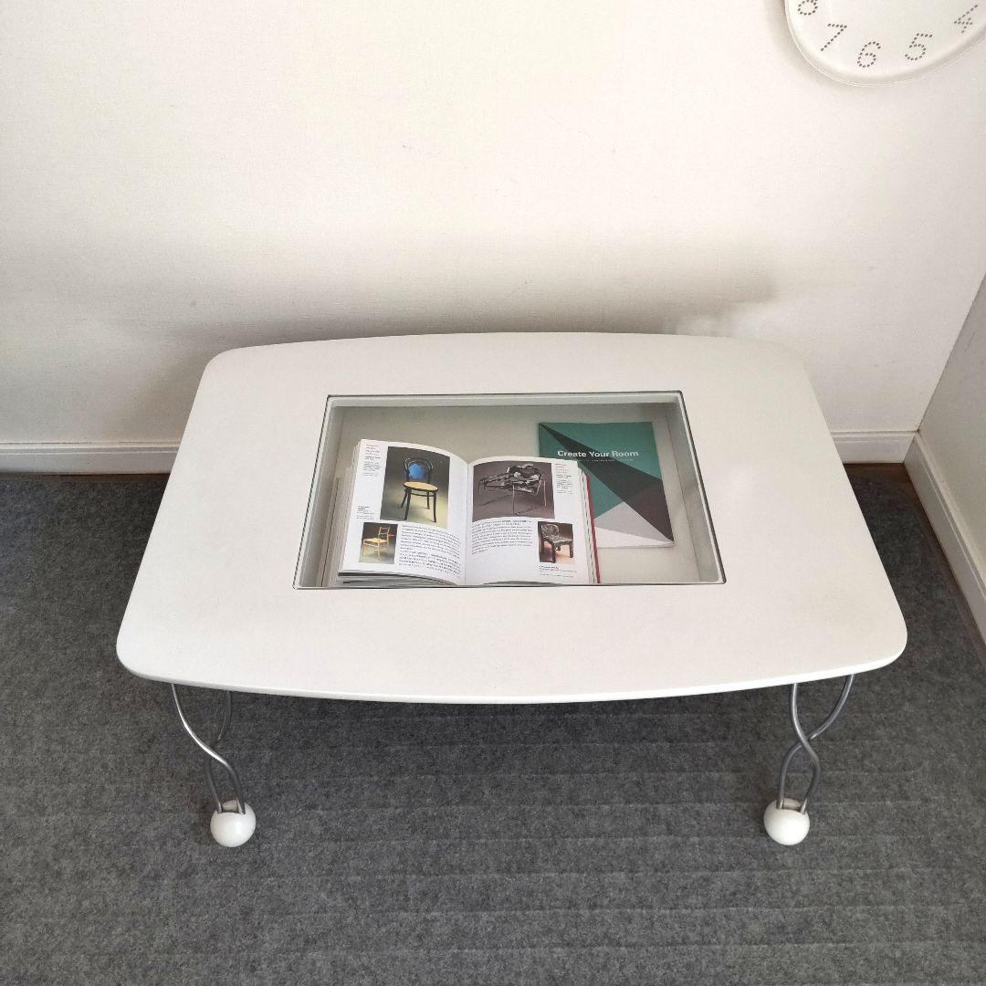 ミッドセンチュリー　ガラステーブル　レトロポップ　ポストモダン　スペースエイジ